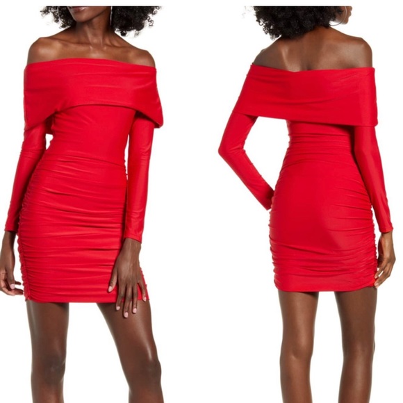 Tiger Mist Dresses & Skirts - Move Over Off The Shoulder Bodycon Dress Red Large